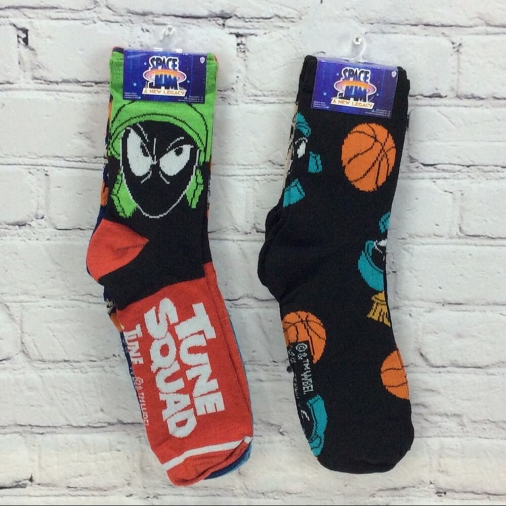 Space Jam Tune Squad Crew Socks Fits Men's Shoe Size 6-12 Bundle of 6 Pairs NWT